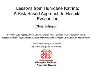 Lessons from Hurricane Katrina: A Risk Based Approach to Hospital Evacuation