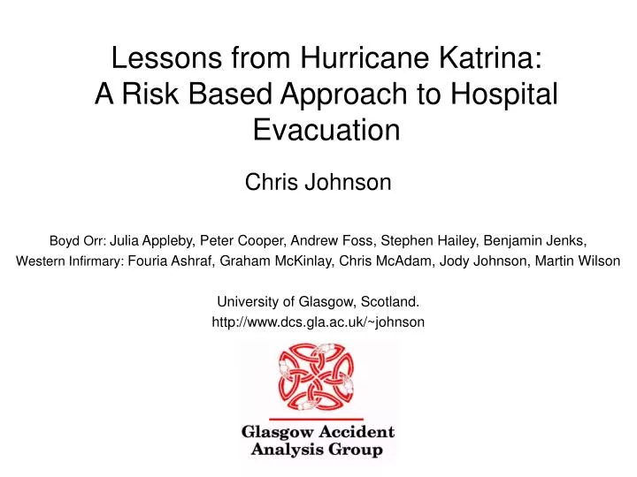 lessons from hurricane katrina a risk based approach to hospital evacuation