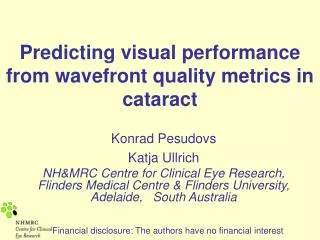 Predicting visual performance from wavefront quality metrics in cataract