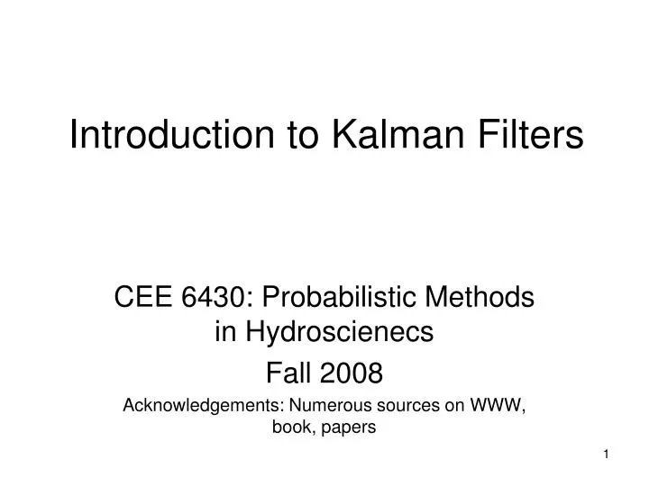 introduction to kalman filters