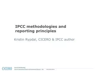 IPCC methodologies and reporting principles