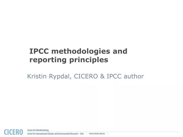 ipcc methodologies and reporting principles