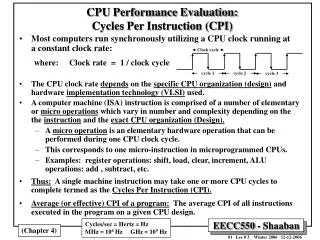 CPU Performance Evaluation: Cycles Per Instruction (CPI)