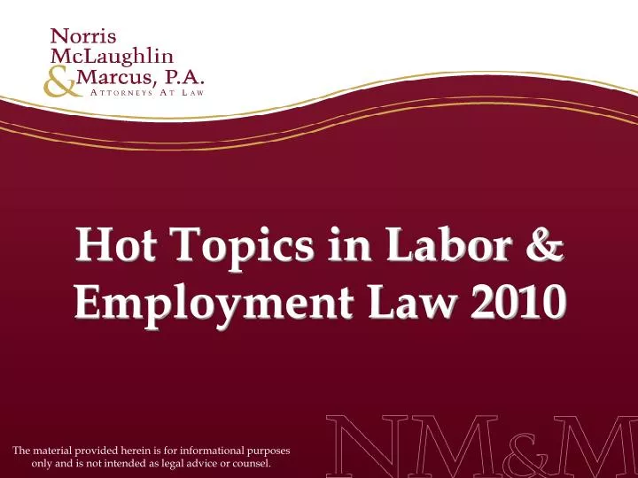 hot topics in labor employment law 2010