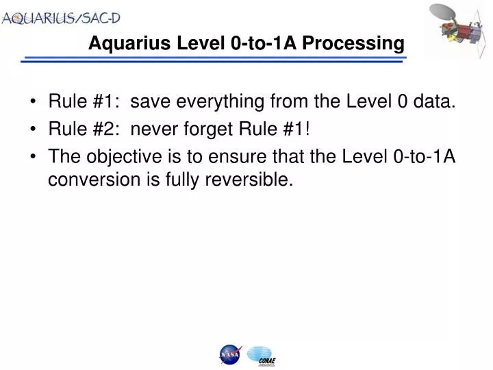aquarius level 0 to 1a processing