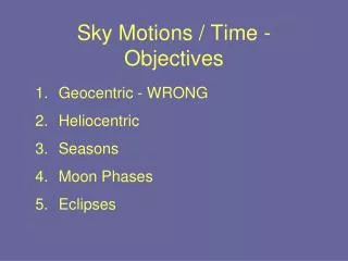 Sky Motions / Time - Objectives