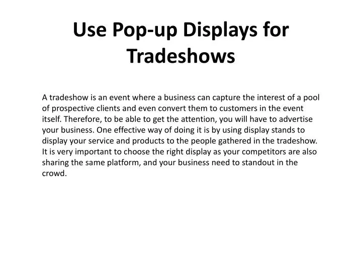 use pop up displays for tradeshows