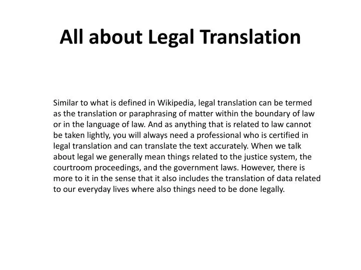 all about legal translation