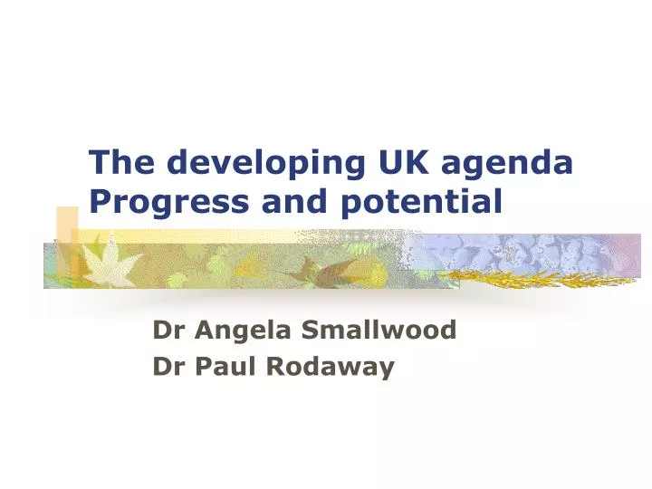the developing uk agenda progress and potential