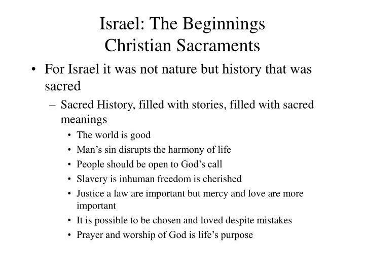 israel the beginnings christian sacraments