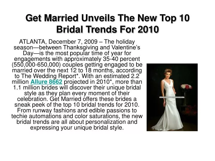 get married unveils the new top 10 bridal trends for 2010