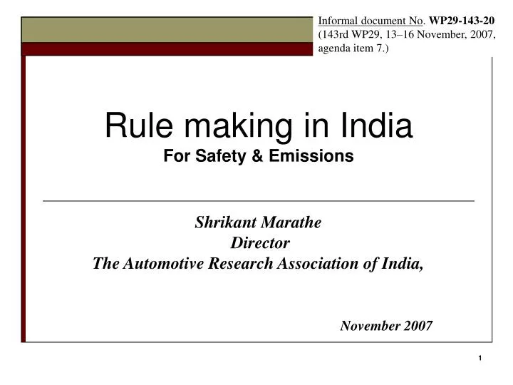 rule making in india for safety emissions