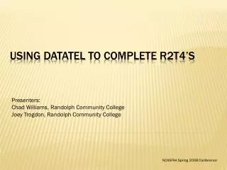 Using Datatel to complete R2T4’s