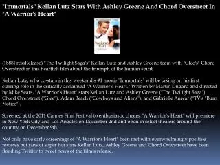 "Immortals" Kellan Lutz Stars With Ashley Greene And Chord O
