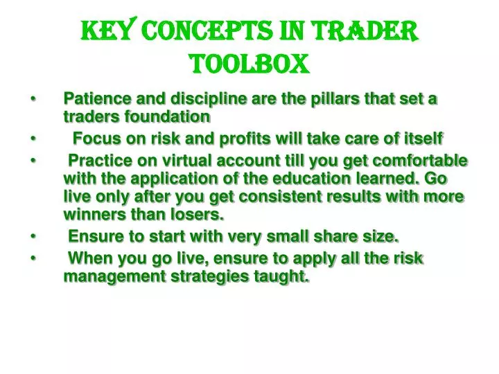 key concepts in trader toolbox