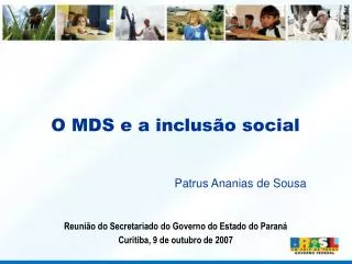 O MDS e a inclusão social