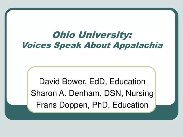 ohio university voices speak about appalachia