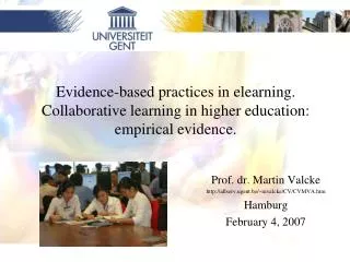 Evidence-based practices in elearning. Collaborative learning in higher education: empirical evidence.