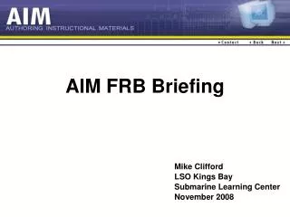 AIM FRB Briefing