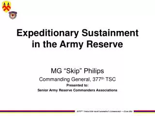 Expeditionary Sustainment in the Army Reserve