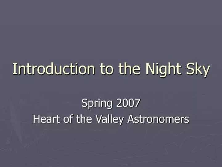 introduction to the night sky