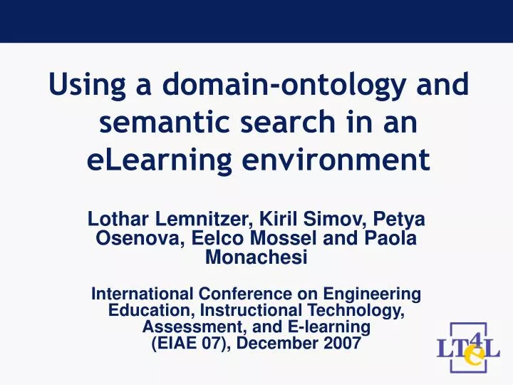 using a domain ontology and semantic search in an elearning environment