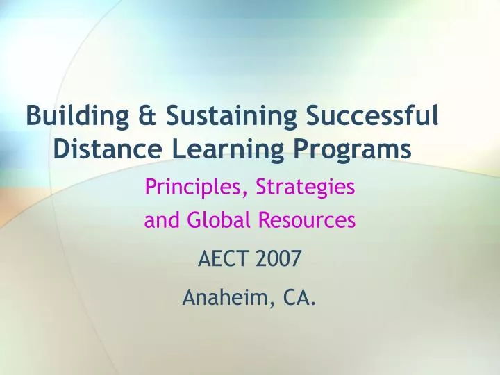 building sustaining successful distance learning programs