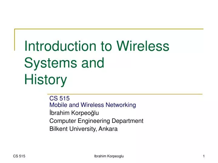 introduction to wireless systems and history