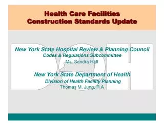 Health Care Facilities Construction Standards Update