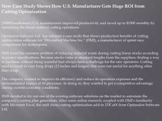 New Case Study Shows How U.S. Manufacturer Gets Huge ROI fro