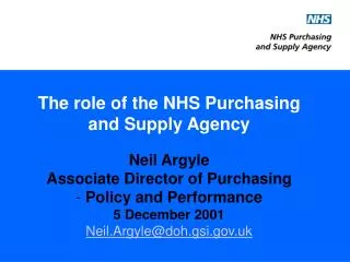 The role of the NHS Purchasing and Supply Agency