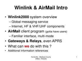 Winlink &amp; AirMail Intro