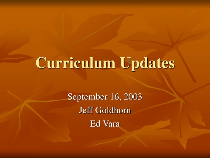 curriculum updates