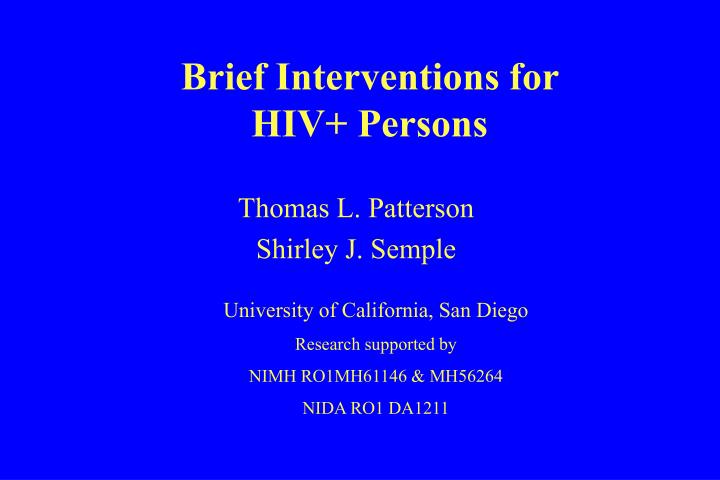 brief interventions for hiv persons