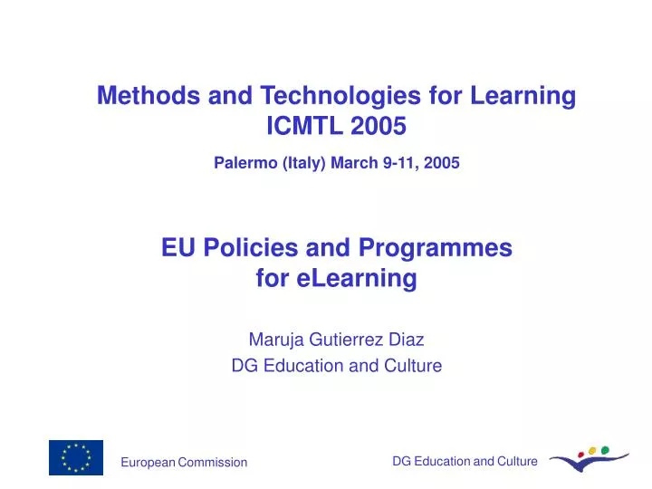 methods and technologies for learning icmtl 2005 palermo italy march 9 11 2005