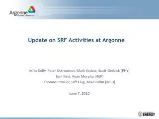 Update on SRF Activities at Argonne