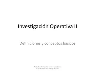 Investigación Operativa II