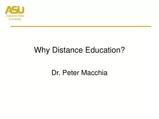 Why Distance Education?