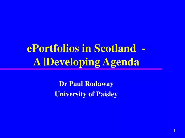 eportfolios in scotland a developing agenda