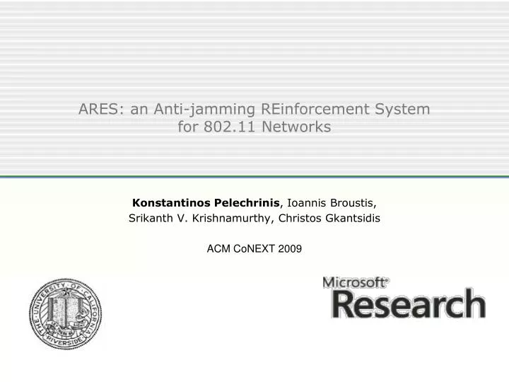 ares an anti jamming reinforcement system for 802 11 networks