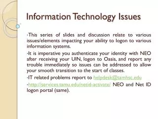 Information Technology Issues