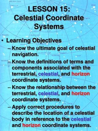 LESSON 15: Celestial Coordinate Systems