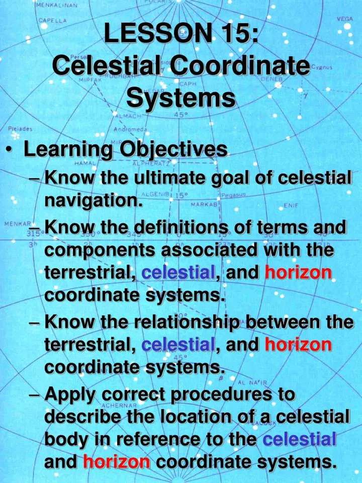 lesson 15 celestial coordinate systems