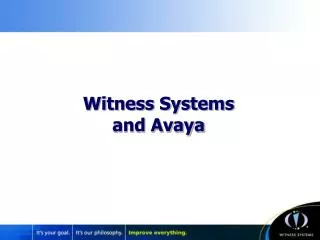 Witness Systems and Avaya