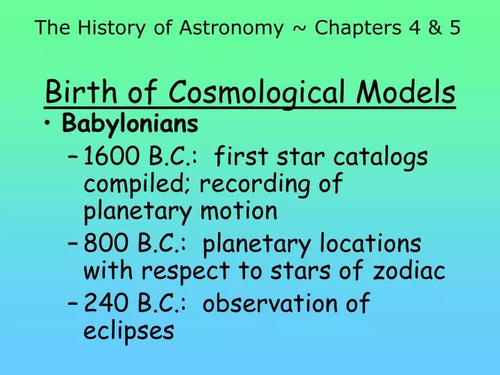 birth of cosmological models