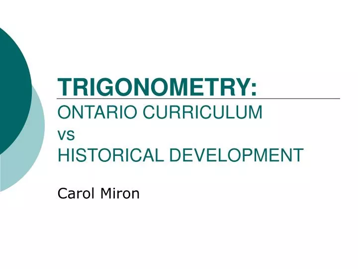 trigonometry ontario curriculum vs historical development