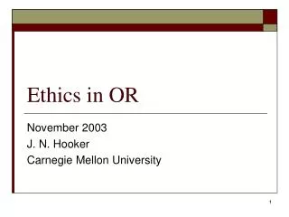 Ethics in OR
