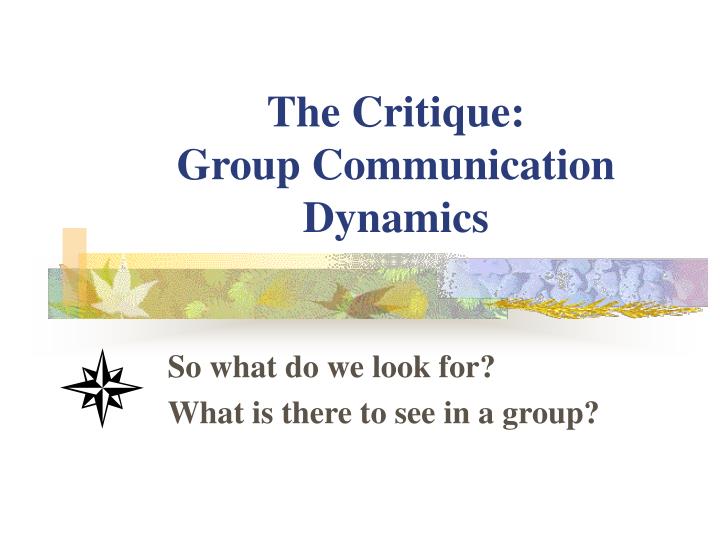 the critique group communication dynamics