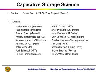 Capacitive Storage Science