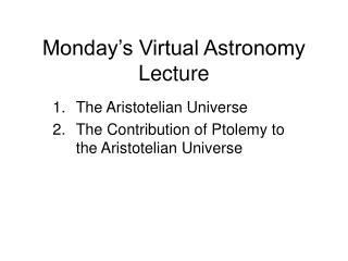 Monday’s Virtual Astronomy Lecture